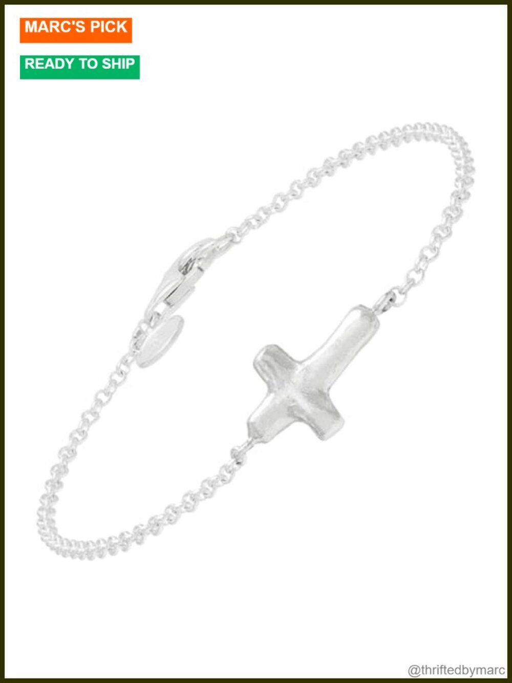 Sterling Silver Cross Link Bracelet 7.5 in Lobster Clasp